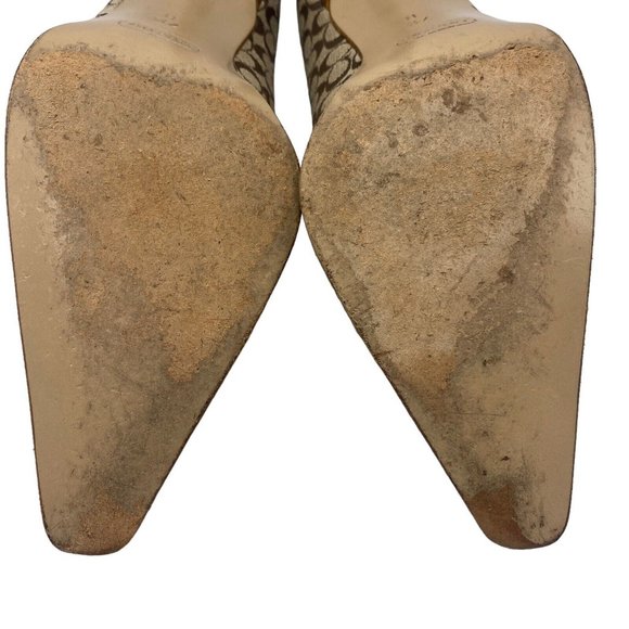 Coach Shawna US 7.5 Mini Signature C Canvas Pointed Toe Heels Pumps Italy Brown - Picture 9 of 10